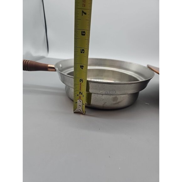 Beautiful Vintage Copper Chafing Dish Wood Handle Pan Only - Picture 8 of 9